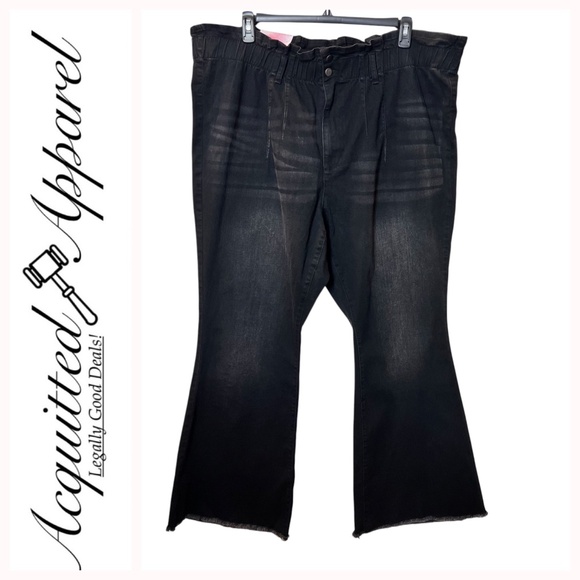 A Beautiful Soul High Rise Flare Leg Elastic Waist Black Jeans 24 NWT - Picture 1 of 11